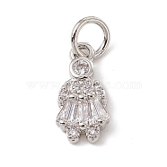 Brass Micro Pave Cubic Zirconia Charms, with Jump Rings, Girl Charms, Platinum, 12.5x6x2.5mm, Hole: 3.4mm(ZIRC-F132-07P)