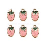 Alloy Enamel Pendants Accessories, for Jewelry Making, Strawberry, Golden, Pearl Pink, 18x11x3mm(PALLOY-TAC0013-21B)