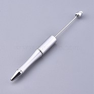 Plastic Beadable Pens, Press Ball Point Pens, for DIY Pen Decoration, Silver, 144x12mm, Pin: 2mm(X-AJEW-L082-A05)