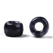 Acrylic Beads, Two Tone, Barrel, Black, 9x6mm, Hole: 3.7mm, about 1700pcs/500g(KY-C013-06A)