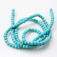 Chapelets de perles en turquoise synthétique, ronde, cyan, 2mm, Trou: 0.5mm, Environ 239 pcs/chapelet, 18.8 pouce(X-G-H1564-2mm-2)