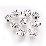 Tibetan Style Alloy Beads, Lead Free & Nickel Free & Cadmium Free, Bicone, Antique Silver, about 8mm in diameter, 10mm long, hole: 2mm(LF1056Y-NF)