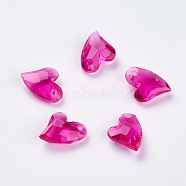 Transparent Acrylic Charms, Faceted, Heart, Deep Pink, 11x9x4mm, Hole: 0.5mm(MACR-G055-11mm-31X)