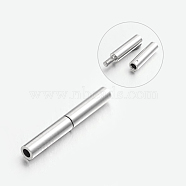 304 Stainless Steel Bayonet Clasps, Column, Stainless Steel Color, 21x2.5mm, Hole: 1.5mm(X-STAS-L134-01)