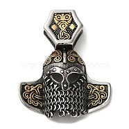 304 Stainless Steel Pendants, Helmet Charm, Antique Silver & Golden, 46.5x37.5x8.5mm, Hole: 14x4.5mm(STAS-Z059-09AS)
