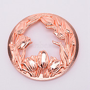 Zinc Alloy Cover, with Floral Pattern, for Aromatherapy Candle, Round, Rose Gold, 82.5x11mm, Inner Diameter: 68mm(PALLOY-WH0070-56RG)