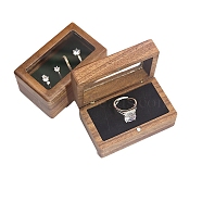 Wooden Ring Boxes with Magnetic Clasp, Rectangle, Black, 5x8x4cm(PW-WGE21B2-01)