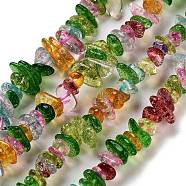 Transparent Crackle Glass Beads Strands, Chips, Mixed Color, 3~7x8.5~12.5mm, Hole: 1.4mm, about 360pcs/strand, 324.80''(825cm)(GLAA-U004-01D)