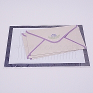 Paper Envelopes & Letter Papers, Floral Pattern, Rectangle, Indigo, 9~21x14.3~15x0.01~0.02cm, 9pcs/set(DIY-WH0204-25F)