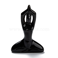 Natural Obsidian Yoga Goddess Decorations, Reiki Crystal Healing Gift, Home Display Decorations, 13~14x49~51x73mm(DJEW-F013-02A)