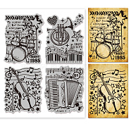 Rubber Clear Stamps, for Card Making Decoration DIY Scrapbooking, Musical Instruments, 22x18x0.8cm(DIY-WH0251-016)