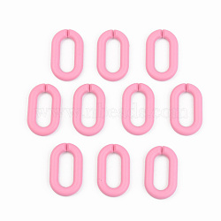 Opaque Spray Painted Acrylic Linking Rings, Quick Link Connectors, for Cable Chains Making, Unwelded, Oval, Hot Pink, 27x16.5x4.5mm, Inner Diameter: 18x7.5mm(OACR-T024-02-I07)