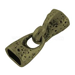 Tibetan Style Alloy Hook & S-Hook Clasps, Cadmium Free & Nickel Free & Lead Free, Antique Bronze, 20x12x10.5mm, Hole: 9.5x6mm, 19x14x9mm, Hole: 9.5x6mm, about 130sets/1000g(TIBEP-R348-47AB-NR)