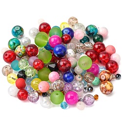 Glass Beads, Mixed Shapes, Mixed Color, 4~19x4~21x3~15mm, Hole: 0.5~2mm(GLAA-XCP0004-01)