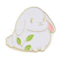 Bunny Zinc Alloy Enamel Brooch, Rabbit, Lime Green, 27x30mm(JEWB-C034-07B-G)