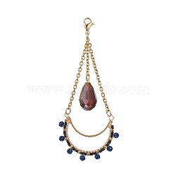Teardrop Glass Seed & Synthetic Spinel Beads Pendant Decorations, with 304 Stainless Steel Lobster Claw Clasp, 78.5x33x9.5mm(HJEW-MZ00024-03)