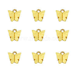 Acrylic Pendants, with Light Gold Plated Alloy Findings, Butterfly, Yellow, 12.2x14.2x3.2mm, Hole: 1.8mm(PALLOY-CJC0001-28F)