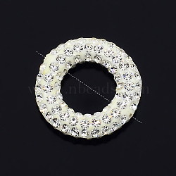 Glittering Polymer Clay with Austrian Crystal Beads Frames, Ring, 001_Crystal, 15x3mm, Hole: 1mm and 8mm(SWARJ-M002-001)