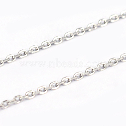 Tarnish Resistant 304 Stainless Steel Cable Chains, Diamond Cut Chains, Soldered, Faceted, Oval, Stainless Steel Color, 2x0.4x1.2mm(CHS-L001-67-0.4mm)