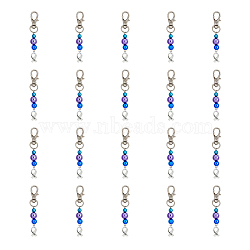20Pcs ABS Plastic Imitation Pearl Beads Keychain, with Breast Cancer Awareness Ribbon Carved Word Hop and Alloy Findings, Colorful, 7.4cm(HJEW-FH0001-25)