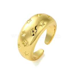 Brass Rings, Real 18K Gold Plated, Star, Inner Diameter: 18mm(RJEW-B057-02G-02)