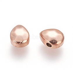 Ion Plating(IP) 304 Stainless Steel Beads, teardrop, Manual Polishing, Rose Gold, 8.5x6.5x4mm, Hole: 1.2mm(STAS-O119-22RG)