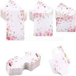 CHGCRAFT 200 Pcs 4 Styles White Cardboard Display Cards, for Earring & Necklace, Square & Rectangle with Flower Pattern, Pink, 50pcs/style(CDIS-CA0001-13)