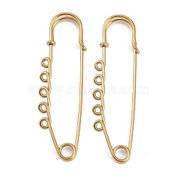 Ion Plating(IP) 304 Stainless Steel Safety Pins Brooch Findings, Kilt Pins with 5 Loops for Lapel Pin Making, Golden, 71.5x20.5x5.5mm, Hole: 2mm(STAS-K252-05C-G)