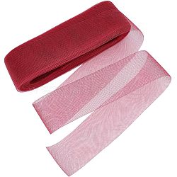 Polyester Horsehair Braid Boning Wedding Dress Accessories, for Sewing Dress Dance Skirt Shaping Trimming, Pink, 75x0.3mm, 50yards/roll(OCOR-WH0082-74B)