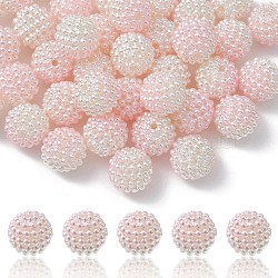 Imitation Pearl Acrylic Beads, Berry Beads, Combined Beads, Round, Pearl Pink, 12mm, Hole: 1mm(OACR-FS0001-42D)