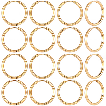 10 Pairs 304 Stainless Steel Huggie Hoop Earrings, with 316 Surgical Stainless Steel Pin, Ring, Golden, 25x2.5mm, 10 Gauge, Pin: 0.9mm