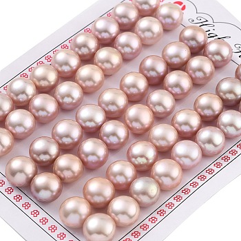 Grade 6A Natural Cultured Freshwater Pearl Beads, Half Drilled, Half Round Beads, Purple, 10~10.5x7mm, Hole: 1mm