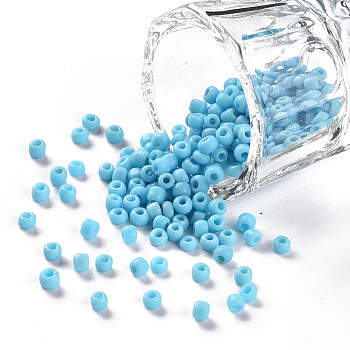 (Repacking Service Available) Glass Seed Beads, Opaque Colours Seed, Small Craft Beads for DIY Jewelry Making, Round, Light Sky Blue, 8/0, 3mm, about 12g/bag