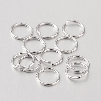 925 Sterling Silver Open Jump Rings, Round Rings, Platinum, 8x0.8mm