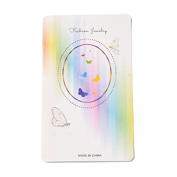 Rectangle Paper Necklace Display Cards with Hanging Hole, Rainbow Jewelry Display Card for Earring Necklace Storage, Colorful, 15.5x9.1x0.05cm, Hole: 2mm