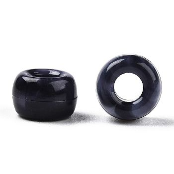 Acrylic Beads, Two Tone, Barrel, Black, 9x6mm, Hole: 3.7mm, about 1700pcs/500g