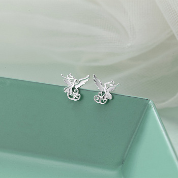 Phenix 999 Fine Silver Stud Earrings, Silver, 7.2x7.5mm