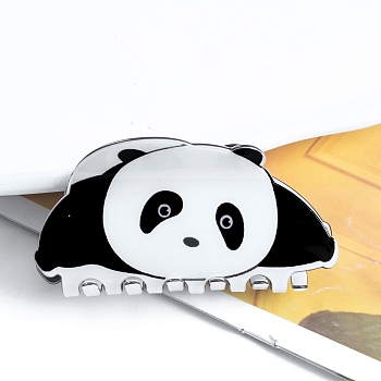 Cute Panda Shape PVC Claw Hair Clips, Hair Accessories for Women & Girls, White, 85x40mm