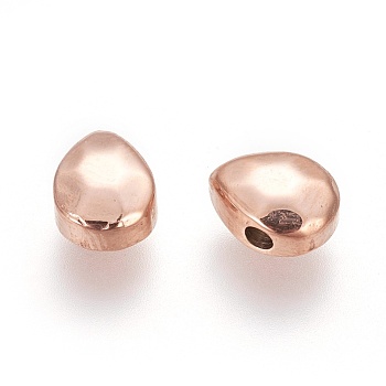 Ion Plating(IP) 304 Stainless Steel Beads, teardrop, Manual Polishing, Rose Gold, 8.5x6.5x4mm, Hole: 1.2mm