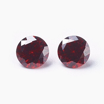 Cubic Zirconia Pointed Back Cabochons, Diamond, Faceted, Dark Red, 5x3mm