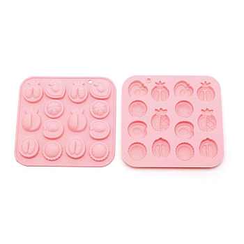 Half Fruit Shape DIY Silicone Molds, Resin Casting Molds, for UV Resin & Epoxy Resin Craft Making, Pink, 129x130x12mm, Inner Diameter: 25~33x24~27mm