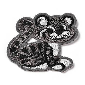 Tiger Appliques, Computerized Embroidery Cloth Iron on/Sew on Patches, Costume Accessories, Black, 58.5x63.5x1.5mm
