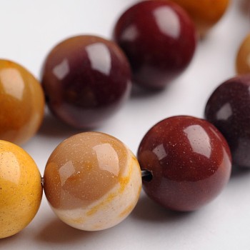 Round Natural Mookaite Gemstone Bead Strands, 10mm, Hole: 1mm, about 37pcs/strand, 14.9 inch