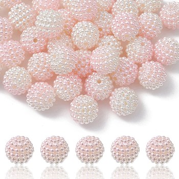 Imitation Pearl Acrylic Beads, Berry Beads, Combined Beads, Round, Pearl Pink, 12mm, Hole: 1mm