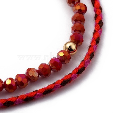 Bracelets de perles en verre extensible et ensembles de bracelets en cordon tressé en coton(BJEW-JB05401)-3