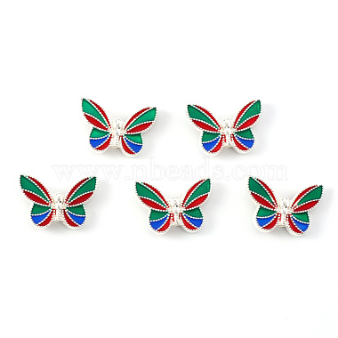 Silver Colorful Butterfly Alloy+Enamel Beads