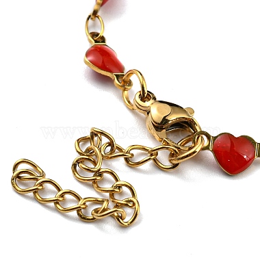Ion Plating(IP) Golden 304 Stainless Steel Heart Link Chain Necklaces(NJEW-E098-02G-02)-3