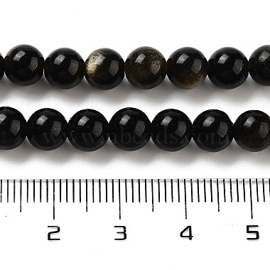 Natural Golden Sheen Obsidian Beads Strands(G-C068-6mm-9)-3