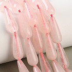 Natural Rose Quartz Beads Strands, Teardrop, 20~21x7~8.5mm, Hole: 1mm, about 19pcs/strand, 15.39~15.55''(39.1~39.5cm)(G-B192-A03-01)
