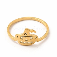 304 Stainless Steel Halloween Pumpkin Finger Ring for Women, Golden, Inner Diameter: 18mm(RJEW-K239-02G)